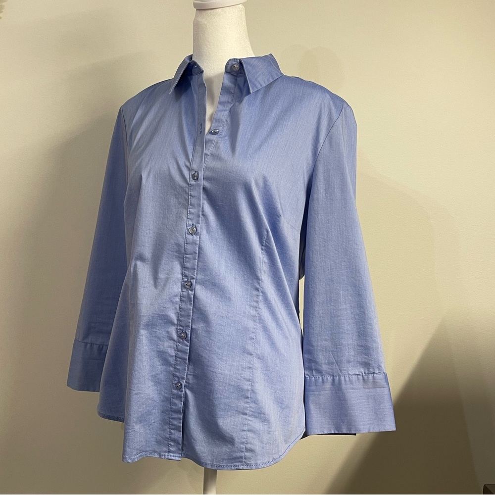 New York & Company Blue Casual Button Down Shirt